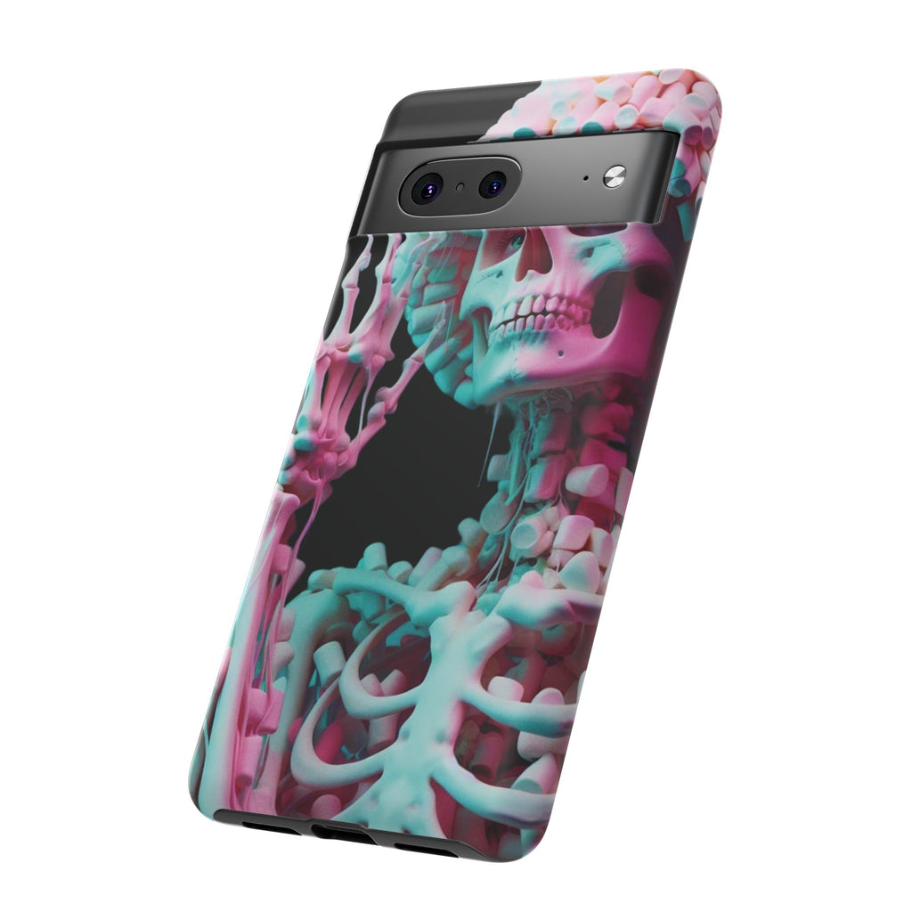 Neon Pink Skeleton (Black) Tough Phone Case for iPhone, Galaxy, or Google Pixel