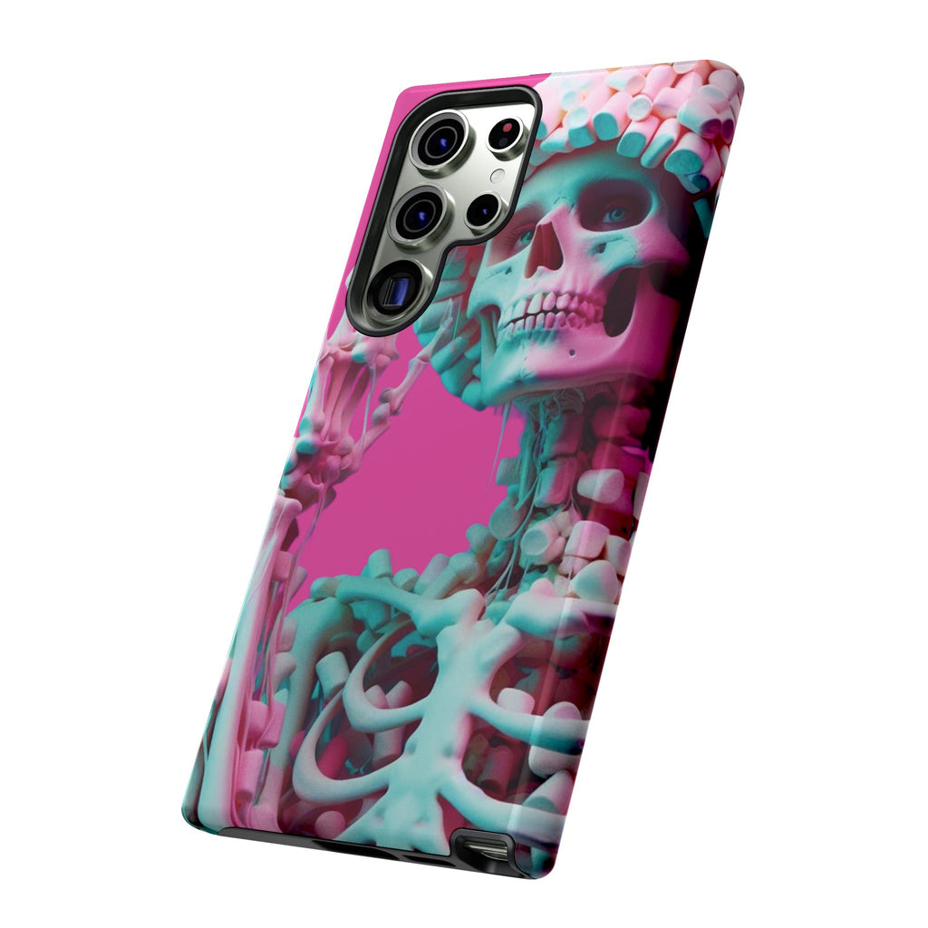 Neon Pink Skeleton Tough Phone Case for iPhone, Galaxy and Google Pixel