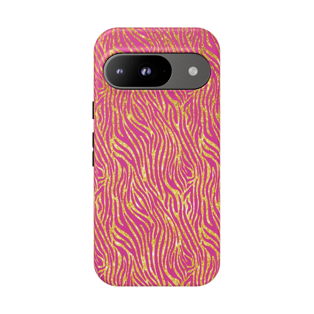 Pink Gold Zebra Print Tough Case for iPhone, Galaxy, or Google Pixel