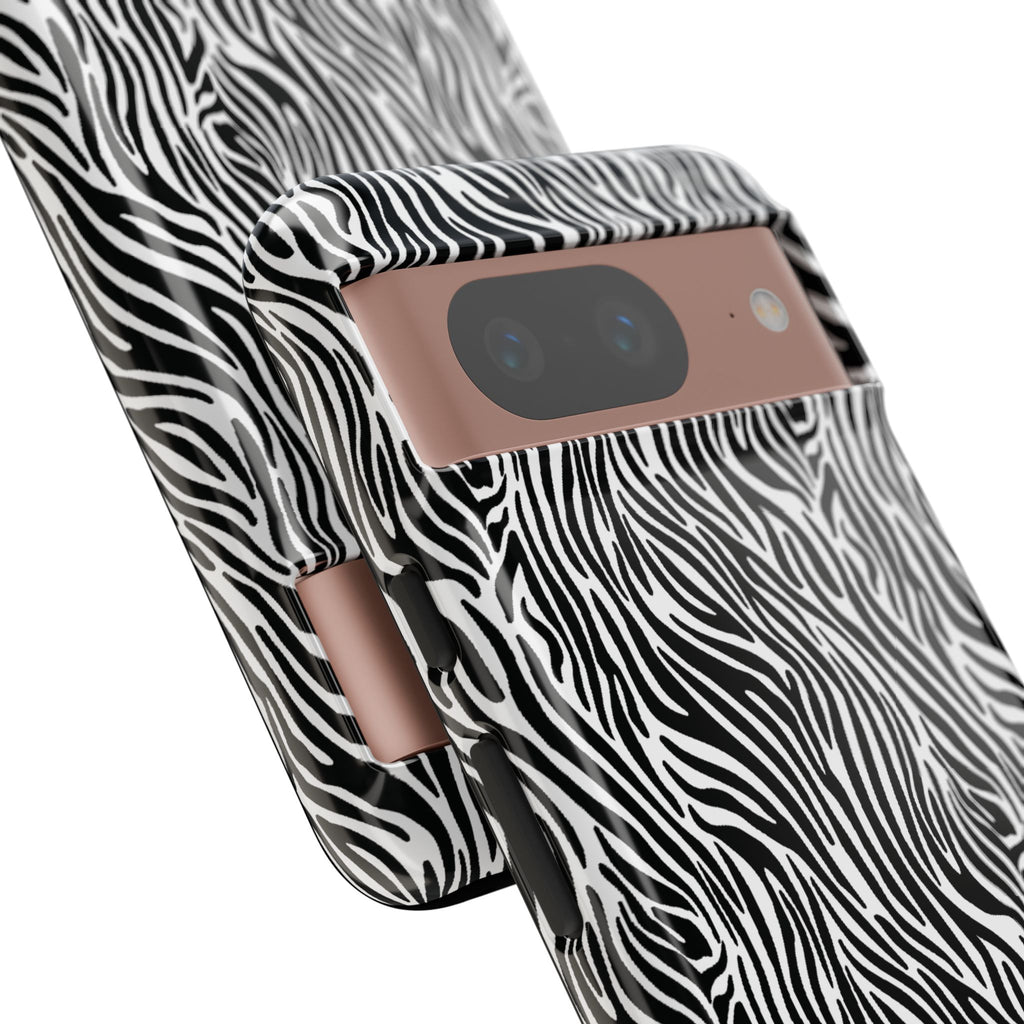 Black and White Zebra Print Tough Case iPhone, Galaxy and Google Pixel