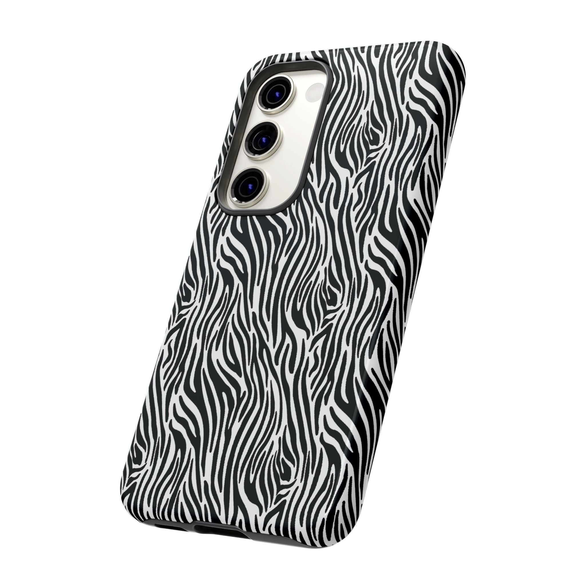 Black and White Zebra Print Tough Case iPhone, Galaxy and Google Pixel
