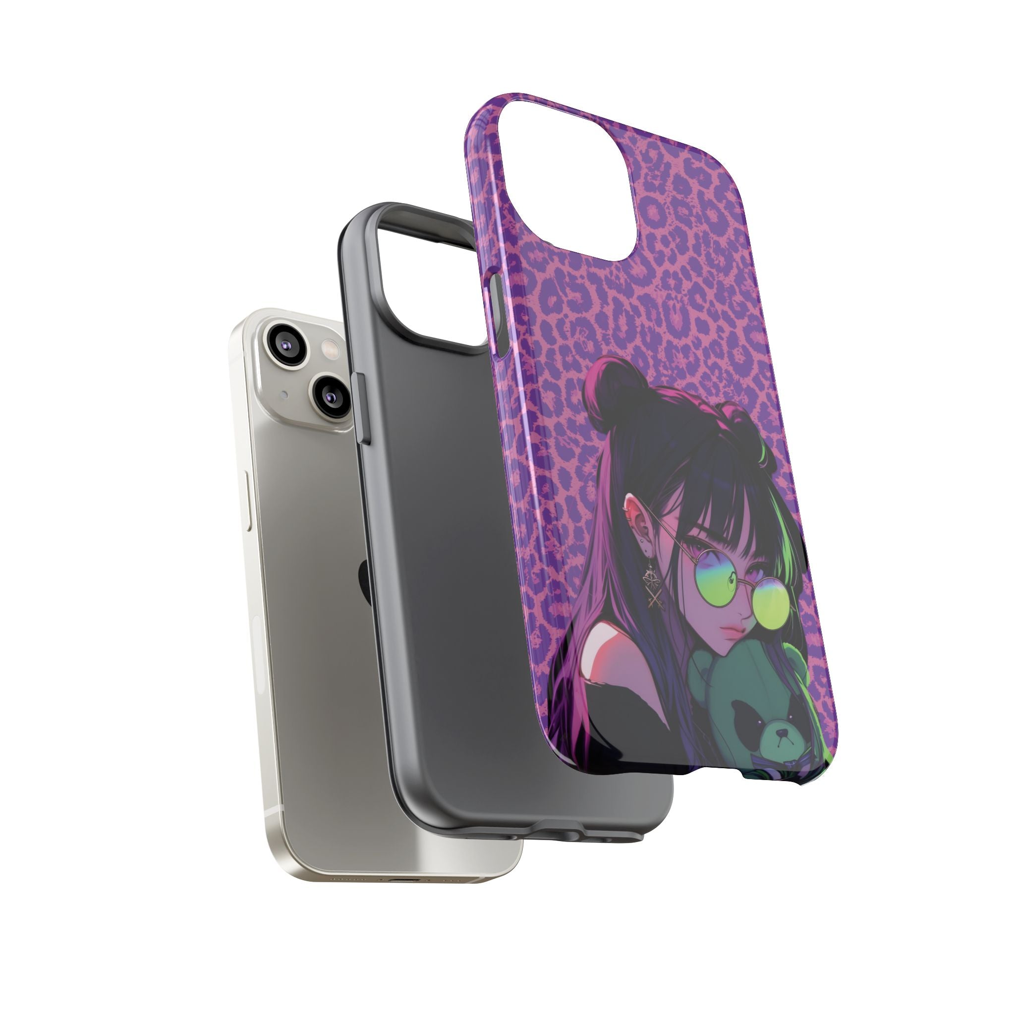 Purple Pink Leopard Kz iPhone, Galaxy and Google Tough Cases