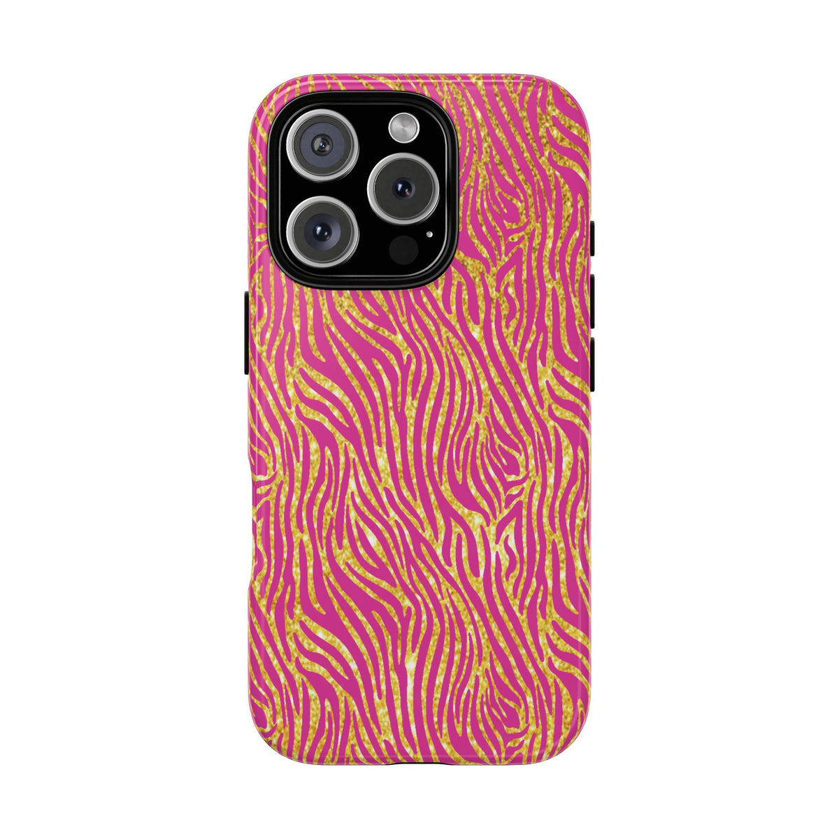 Pink Gold Zebra Print Tough Case for iPhone, Galaxy, or Google Pixel