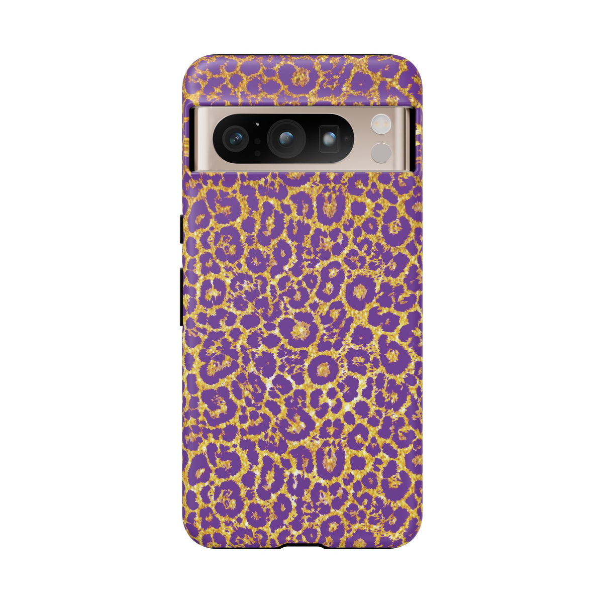 Purple Gold Leopard Tough Phone Case for iPhone, Galaxy, or Google Pixel