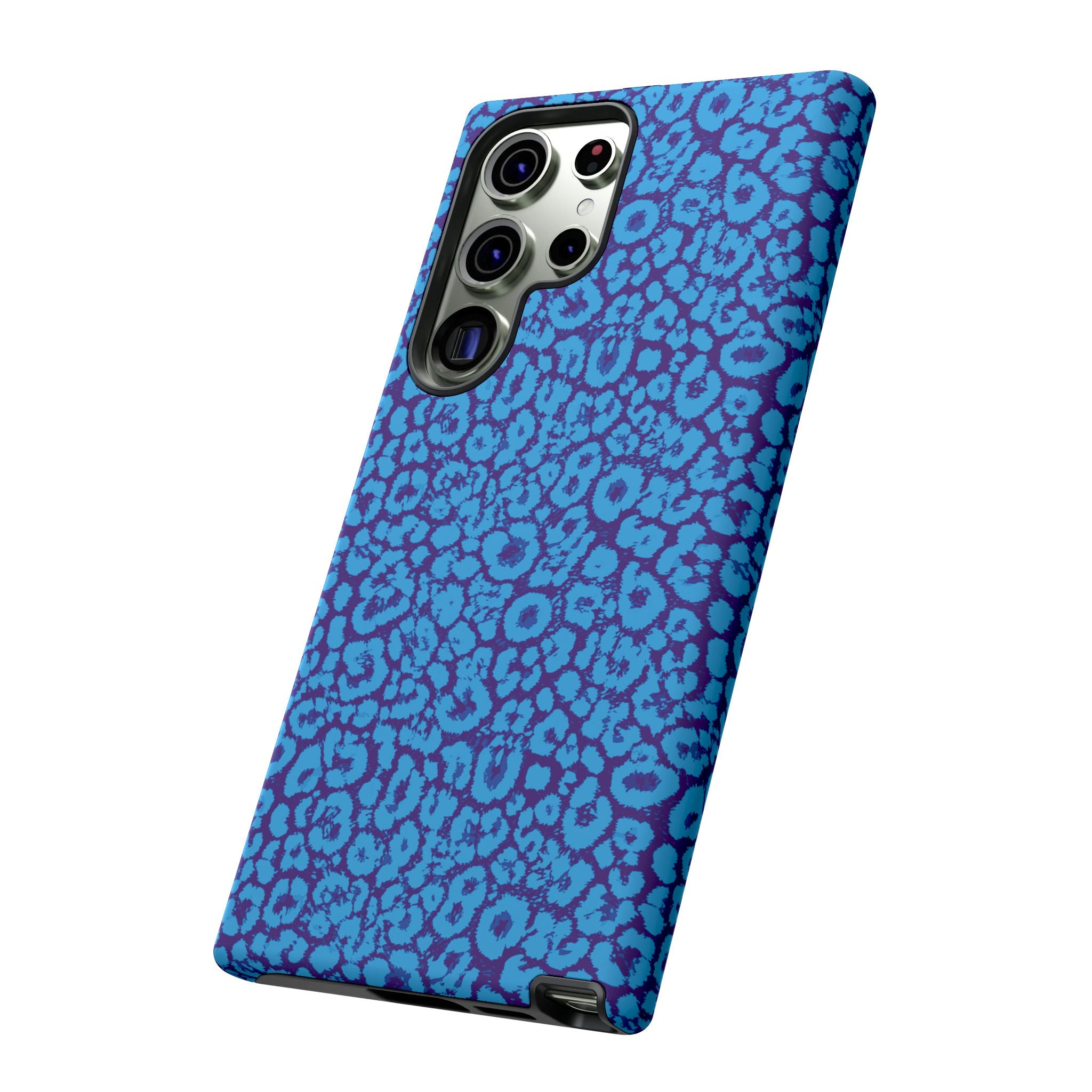 Blue Purple Leopard Tough Phone Case iPhone, Galaxy, or Google Pixel