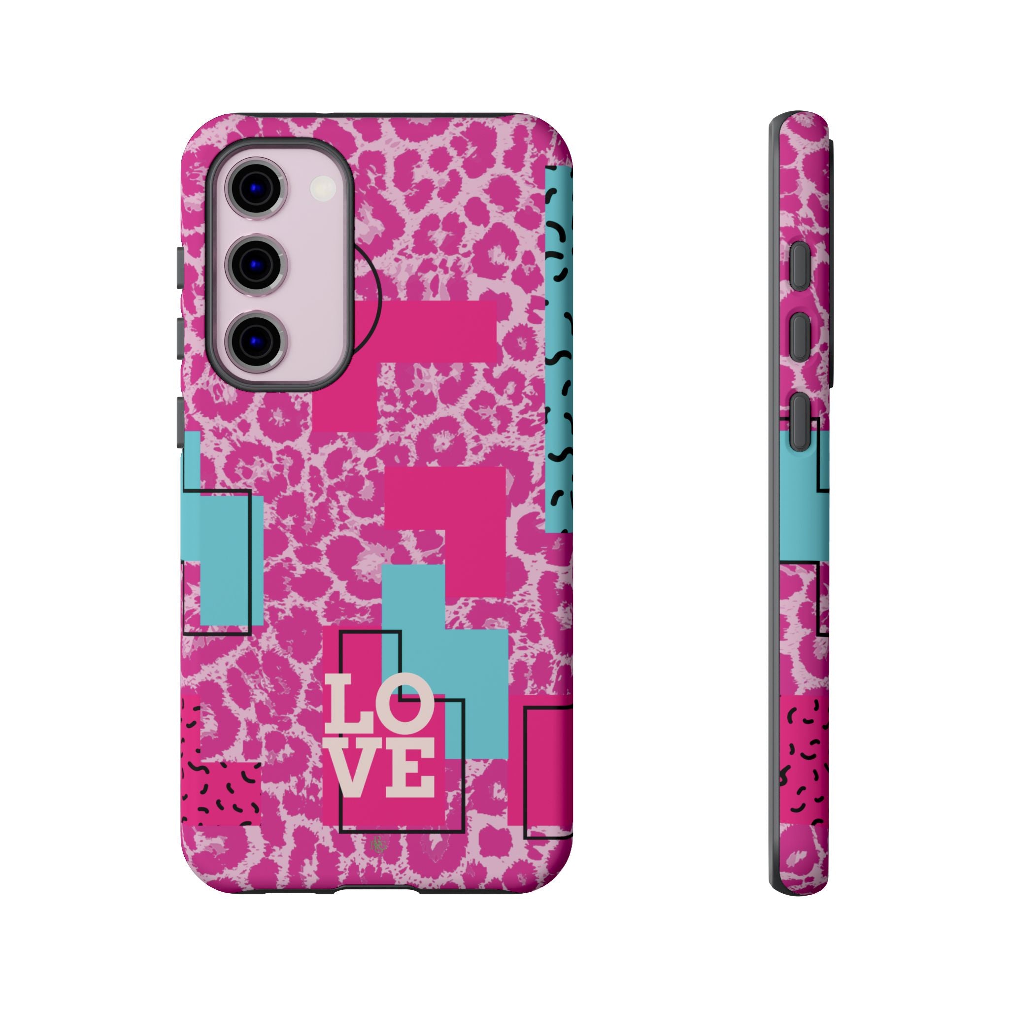 Retro Love Pink Leopard RG Tough Phone Case for iPhone, Galaxy, or Google Pixel