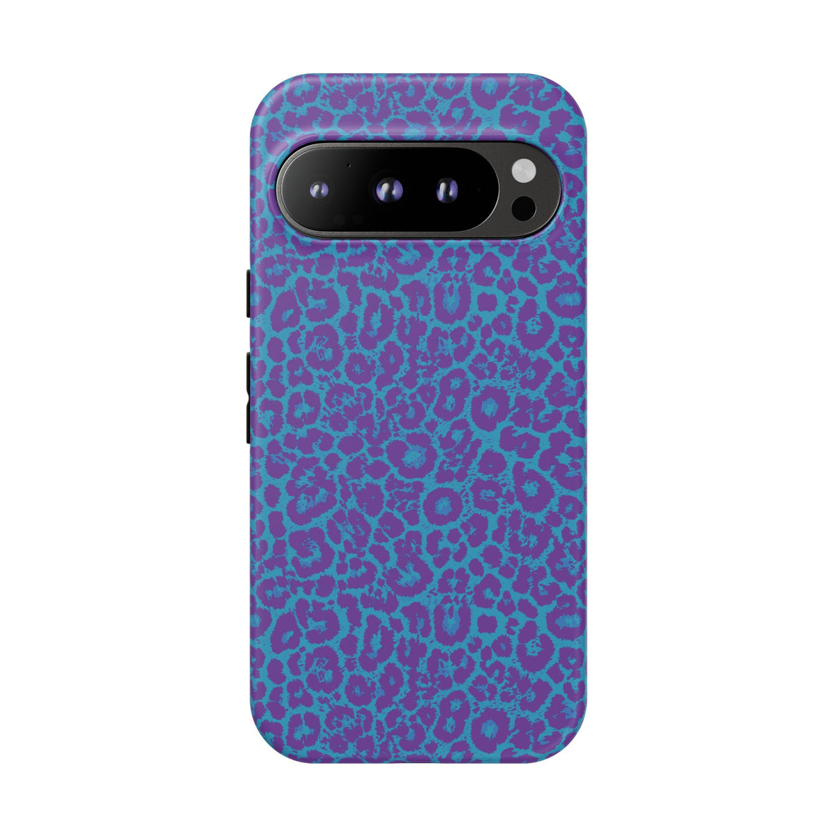 Leopard Printed Purple Blue Tough Phone Case for iPhone, Galaxy, or Google Pixel