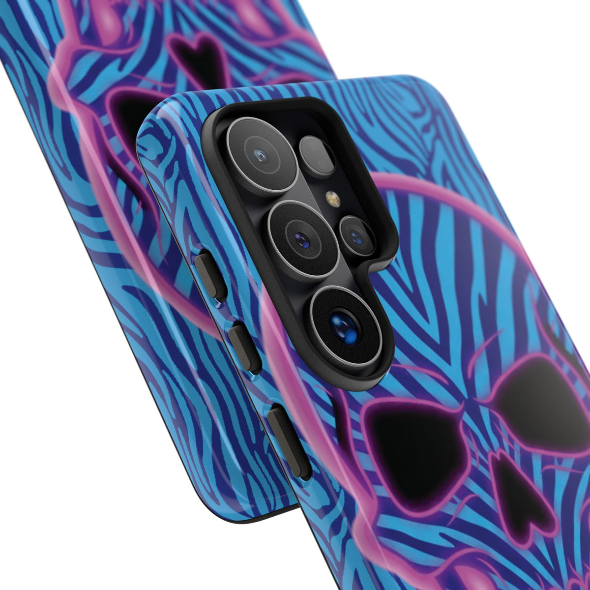 Neon Zebra Skull Tough Phone Case for iPhone, Galaxy, or Google Pixel