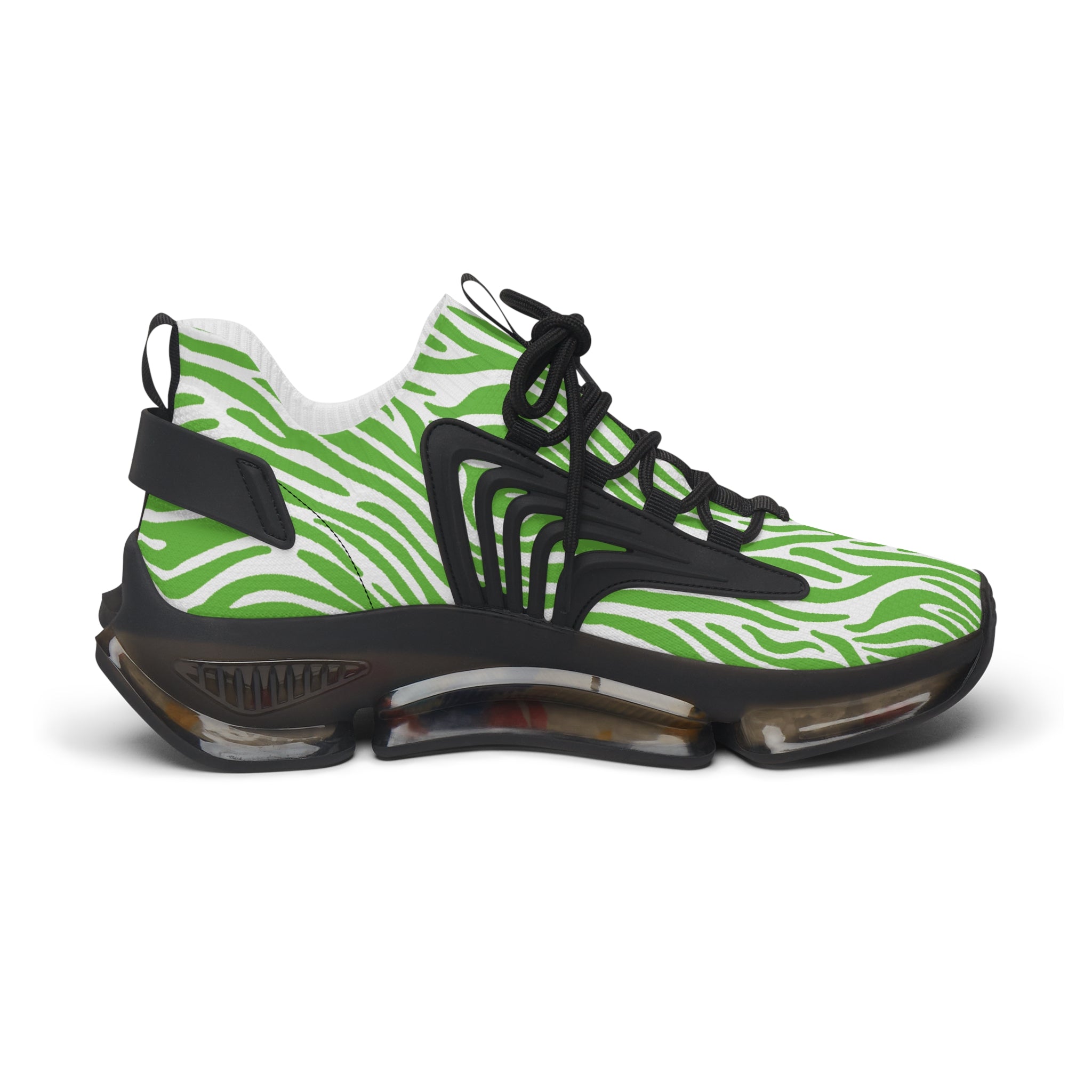 Neon Green Zebra Women's Mesh Sneakers