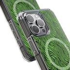 Neon Green Zebra Magnetic iPhone 14, 15, 16 Series Clear Impact Cases