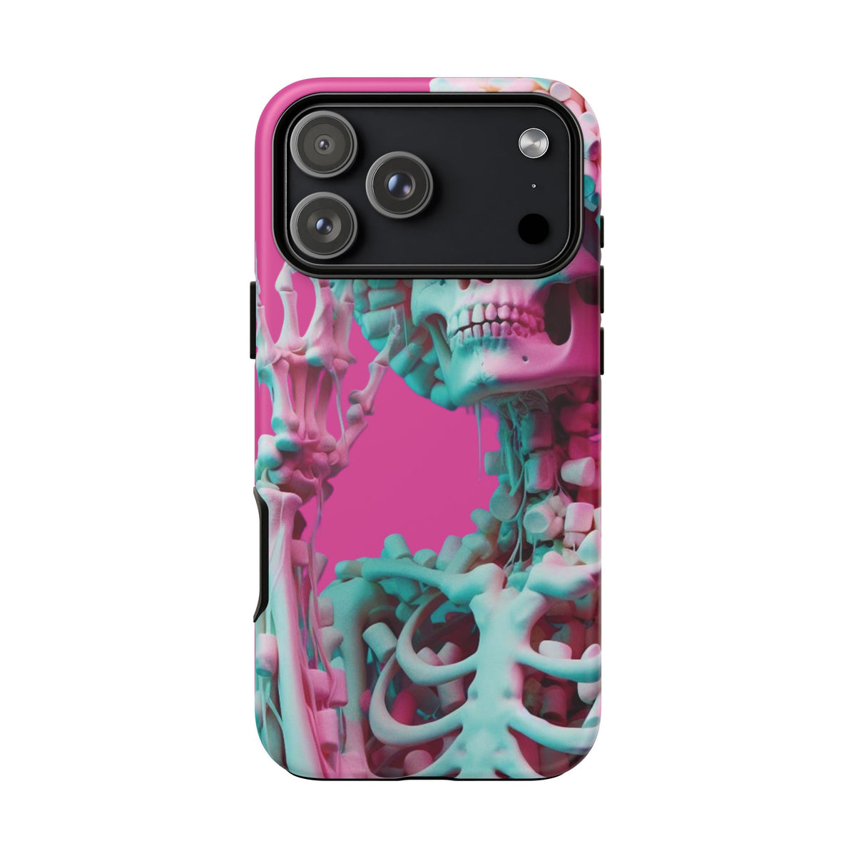 Neon Pink Skeleton Tough Phone Case for iPhone, Galaxy and Google Pixel