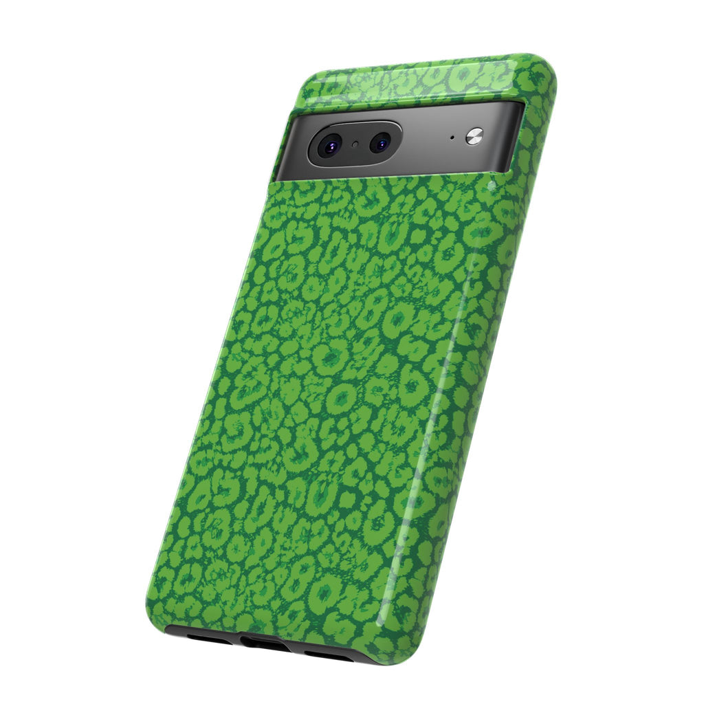 Neon Green Leopard Tough Phone Case for iPhone, Galaxy, or Google Pixel