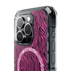 Pink Zebra Magnetic iPhone 14, 15, 16 Series Clear Impact Cases