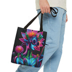 Neon Androgen Cactus Flower Tote Bags