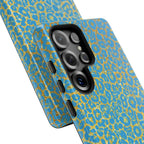 Blue Gold Leopard Tough Phone Case for iPhone, Galaxy, or Google Pixel