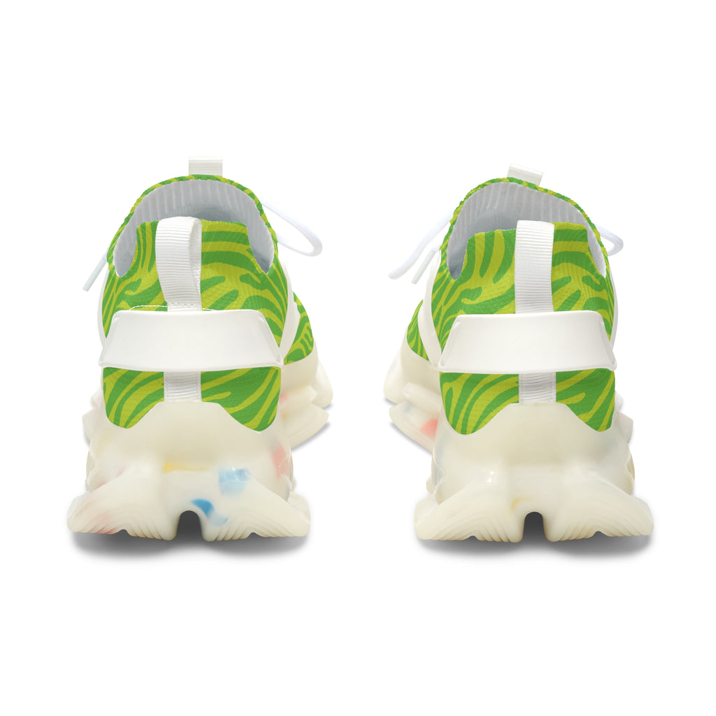 Neon Lime Zebra Women's Mesh Sneakers