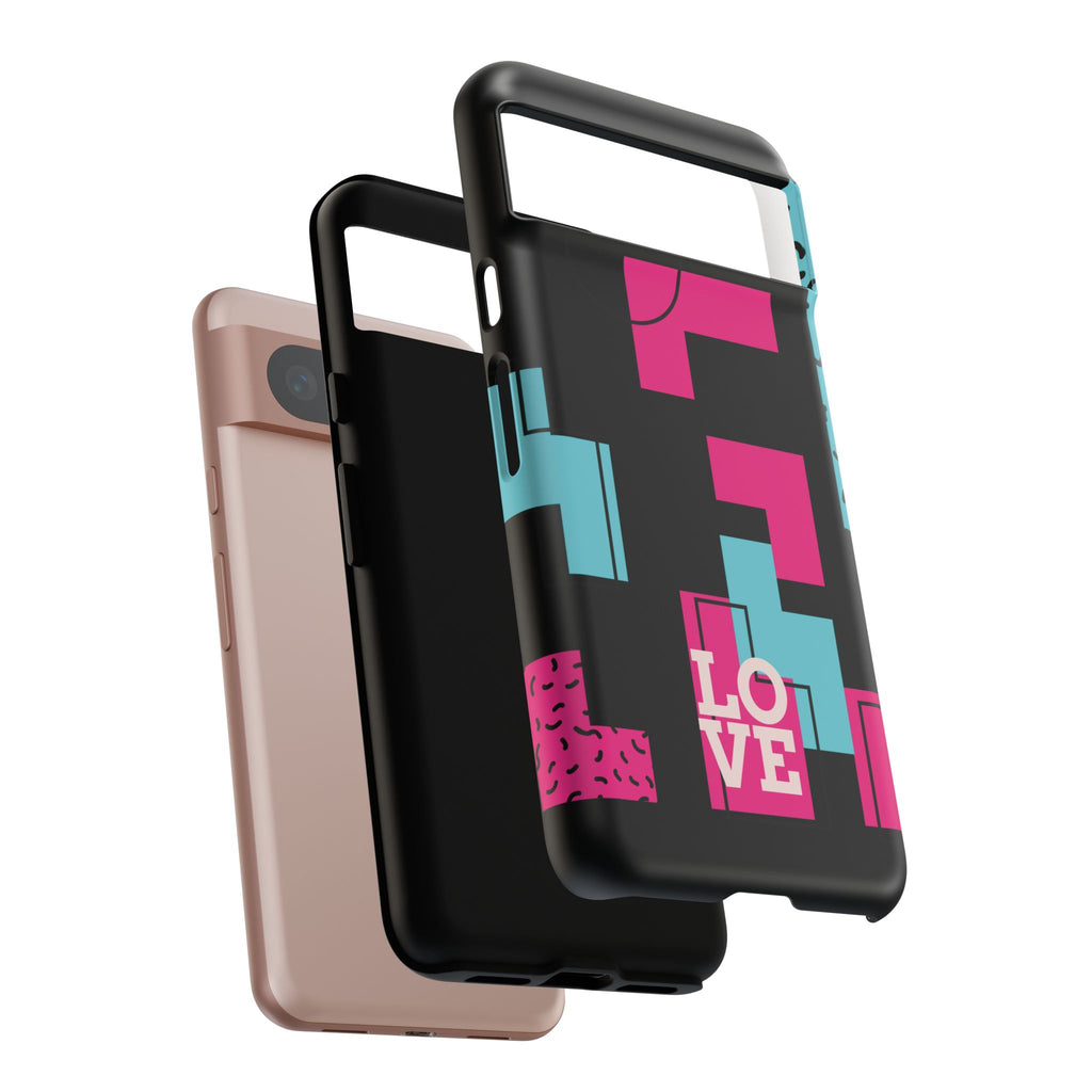 Retro Blocks LOVE Tough Case for iPhone, Galaxy or Google Pixel