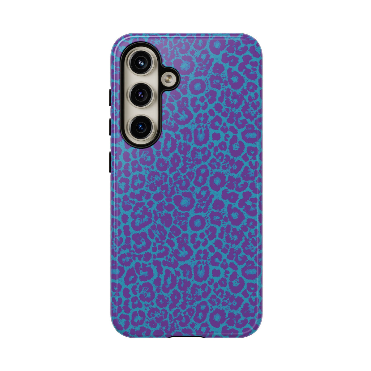 Leopard Printed Purple Blue Tough Phone Case for iPhone, Galaxy, or Google Pixel