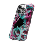 Neon Pink Skeleton (Black) Tough Phone Case for iPhone, Galaxy, or Google Pixel