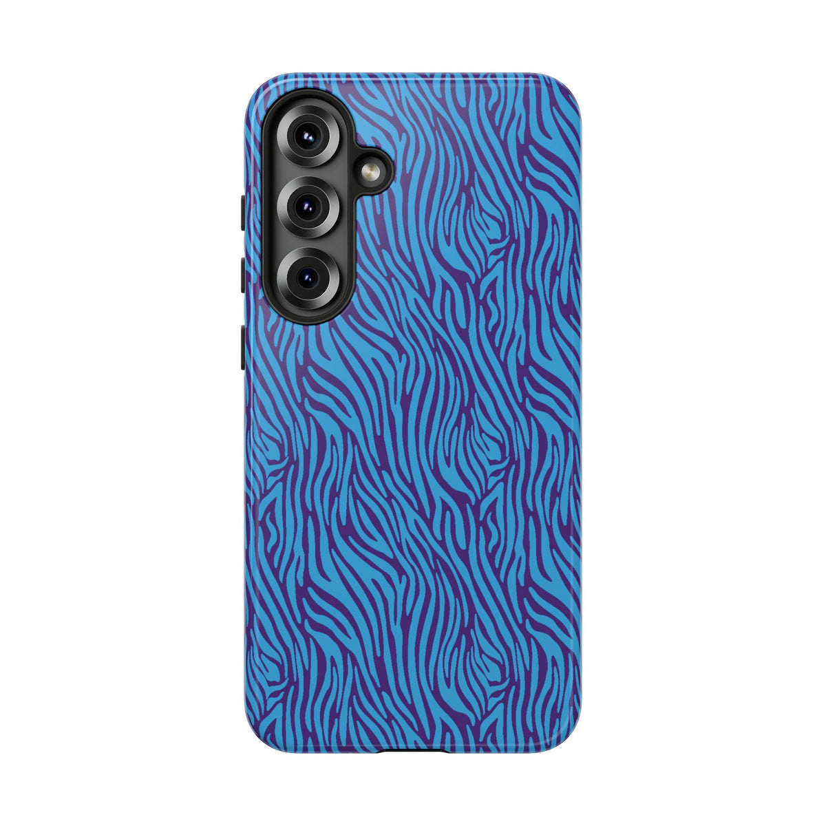 Zebra Print Blue and Purple Tough Case for iPhone, Galaxy or Google Pixel