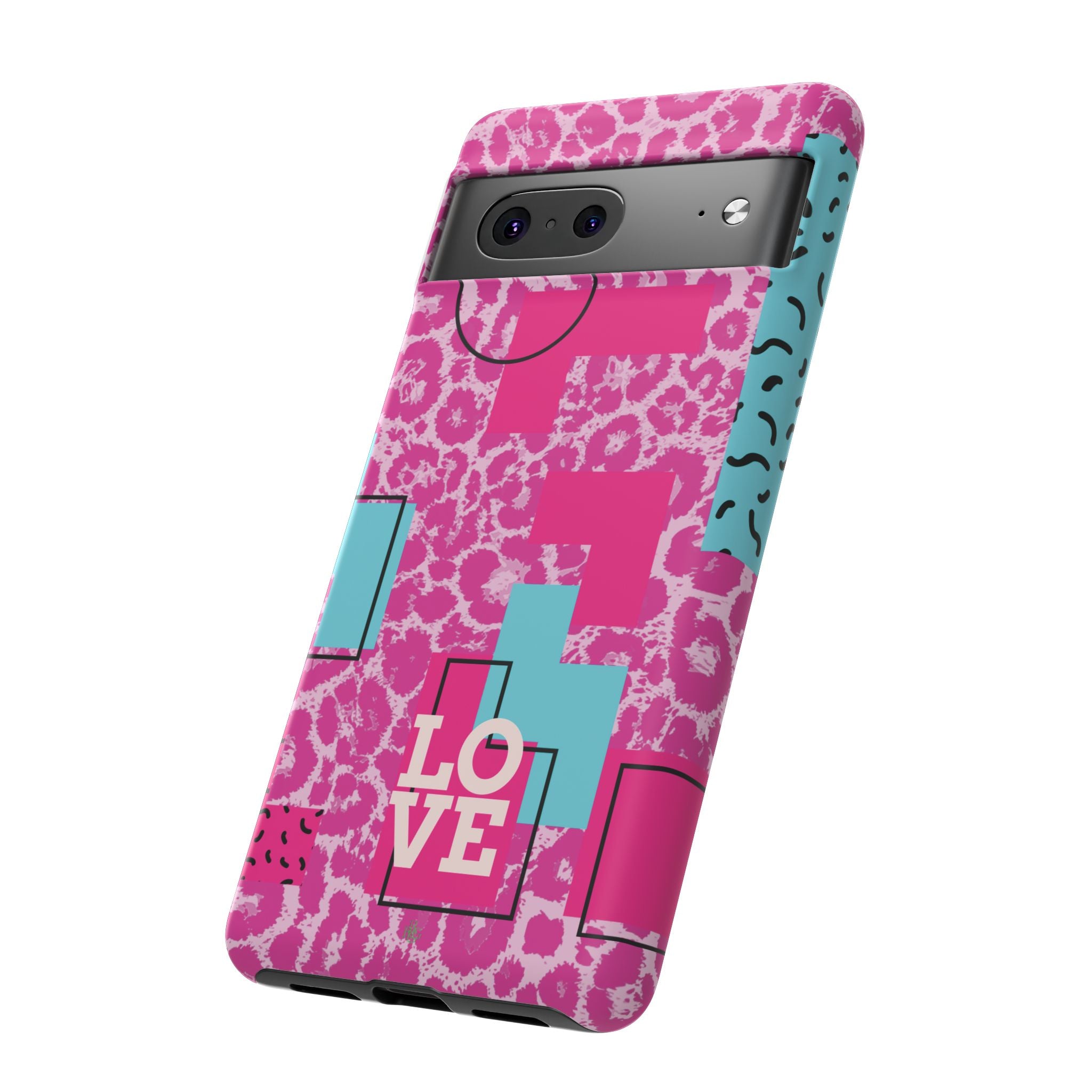 Retro Love Pink Leopard RG Tough Phone Case for iPhone, Galaxy, or Google Pixel