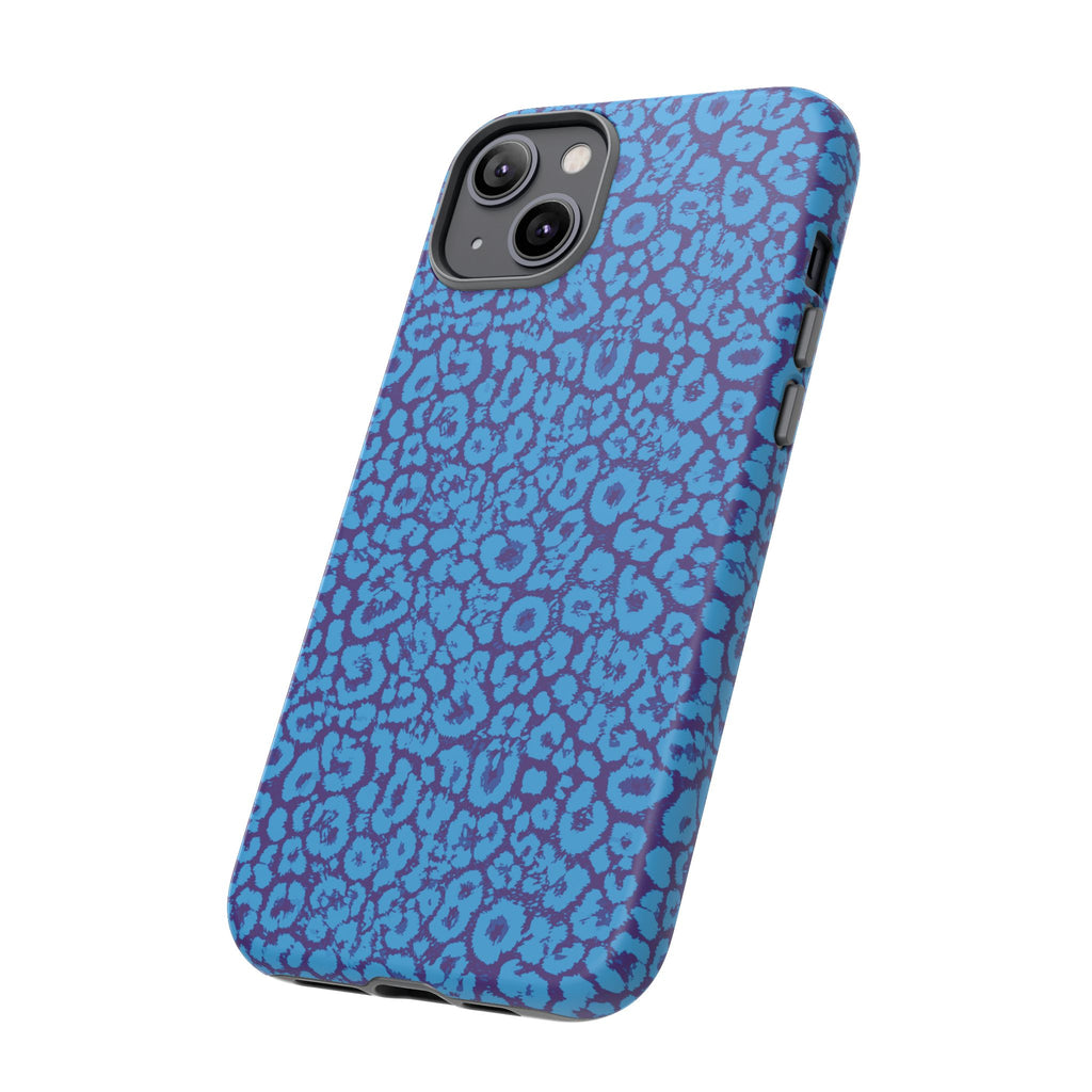 Blue Purple Leopard Tough Phone Case iPhone, Galaxy, or Google Pixel