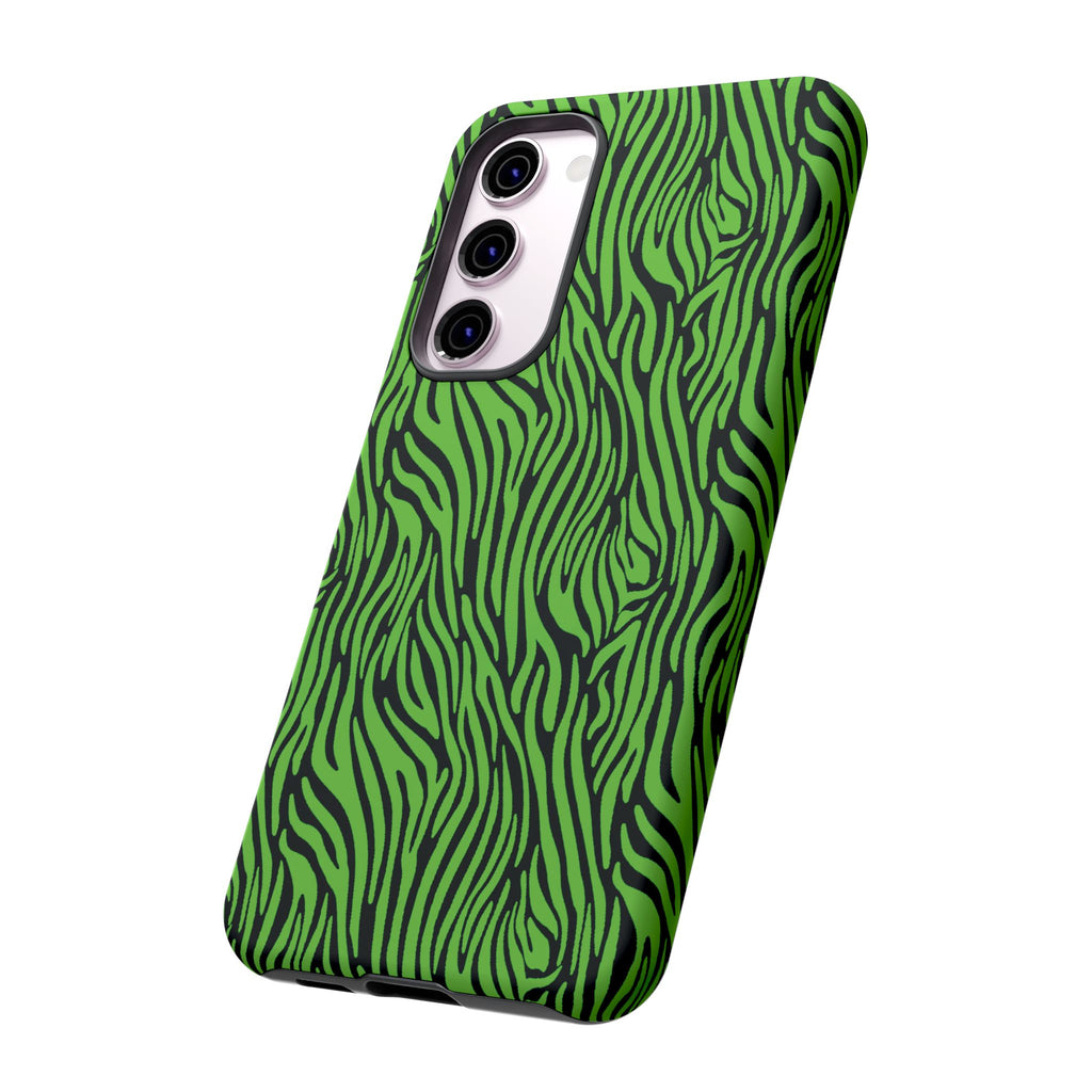 Neon Green Zebra Tough Phone Case iPhone, Galaxy, or Google Pixel