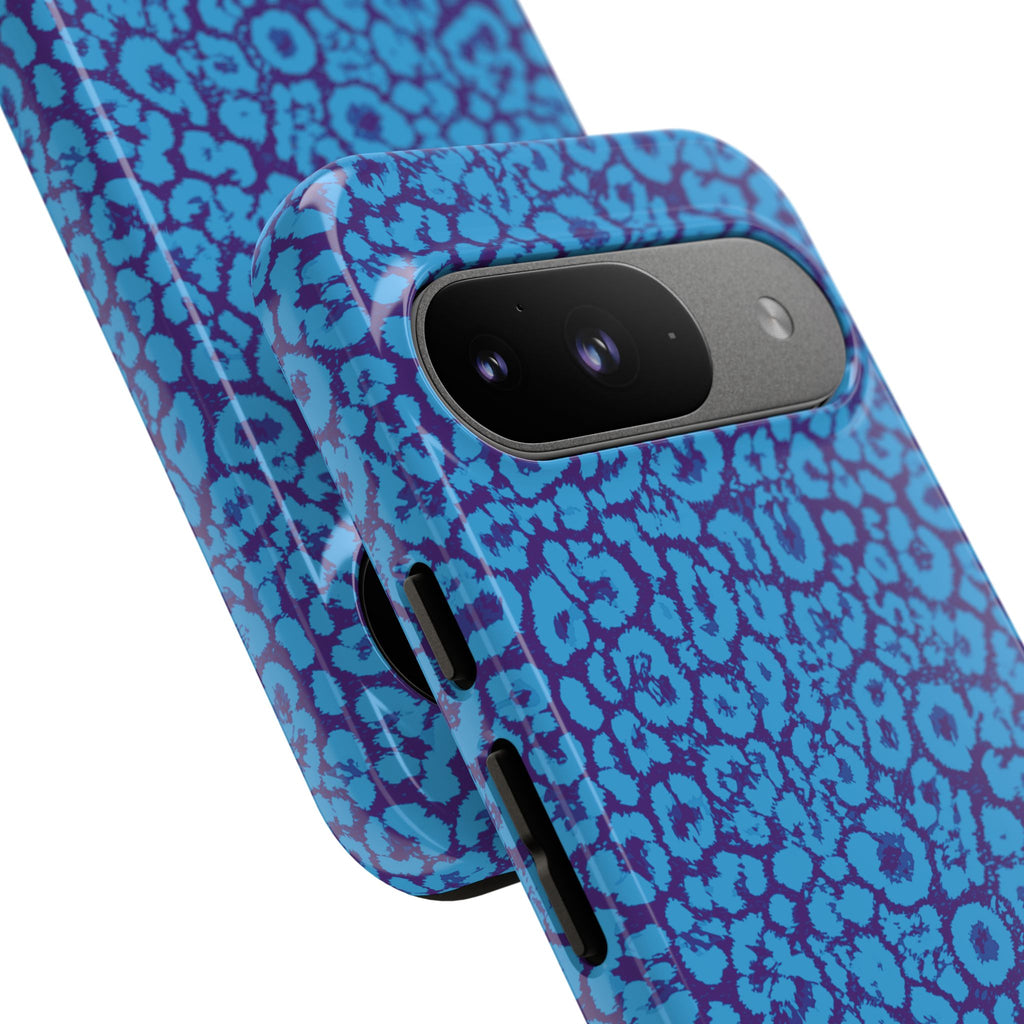 Blue Purple Leopard Tough Phone Case iPhone, Galaxy, or Google Pixel