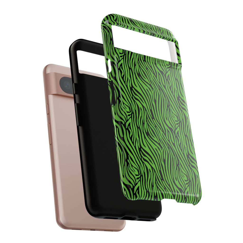 Neon Green Zebra Tough Phone Case iPhone, Galaxy, or Google Pixel