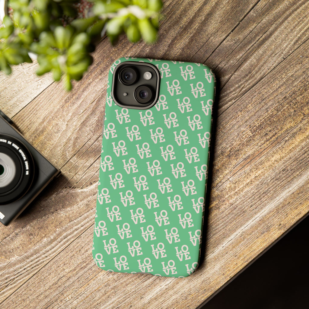 LOVE Aqua Tough Phone Case for iPhone, Galaxy, or Google Pixel