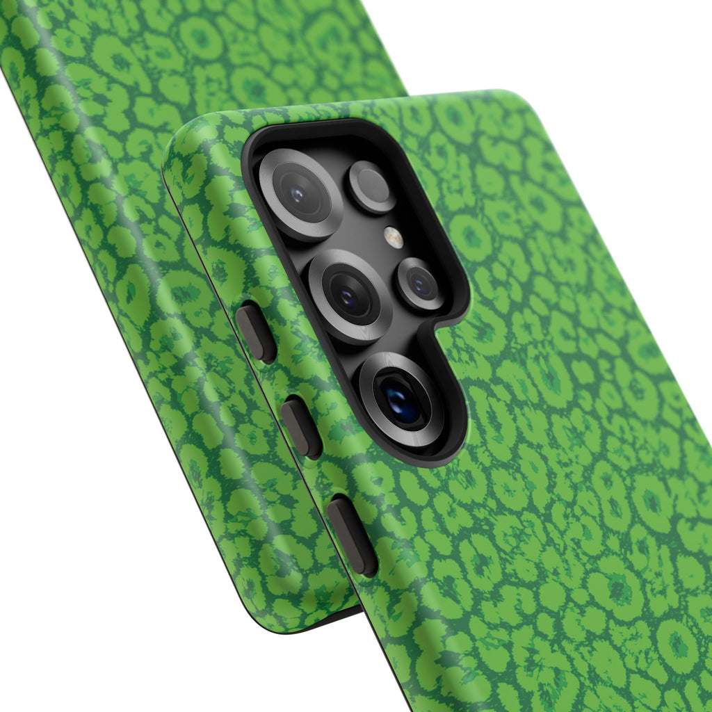 Neon Green Leopard Tough Phone Case for iPhone, Galaxy, or Google Pixel