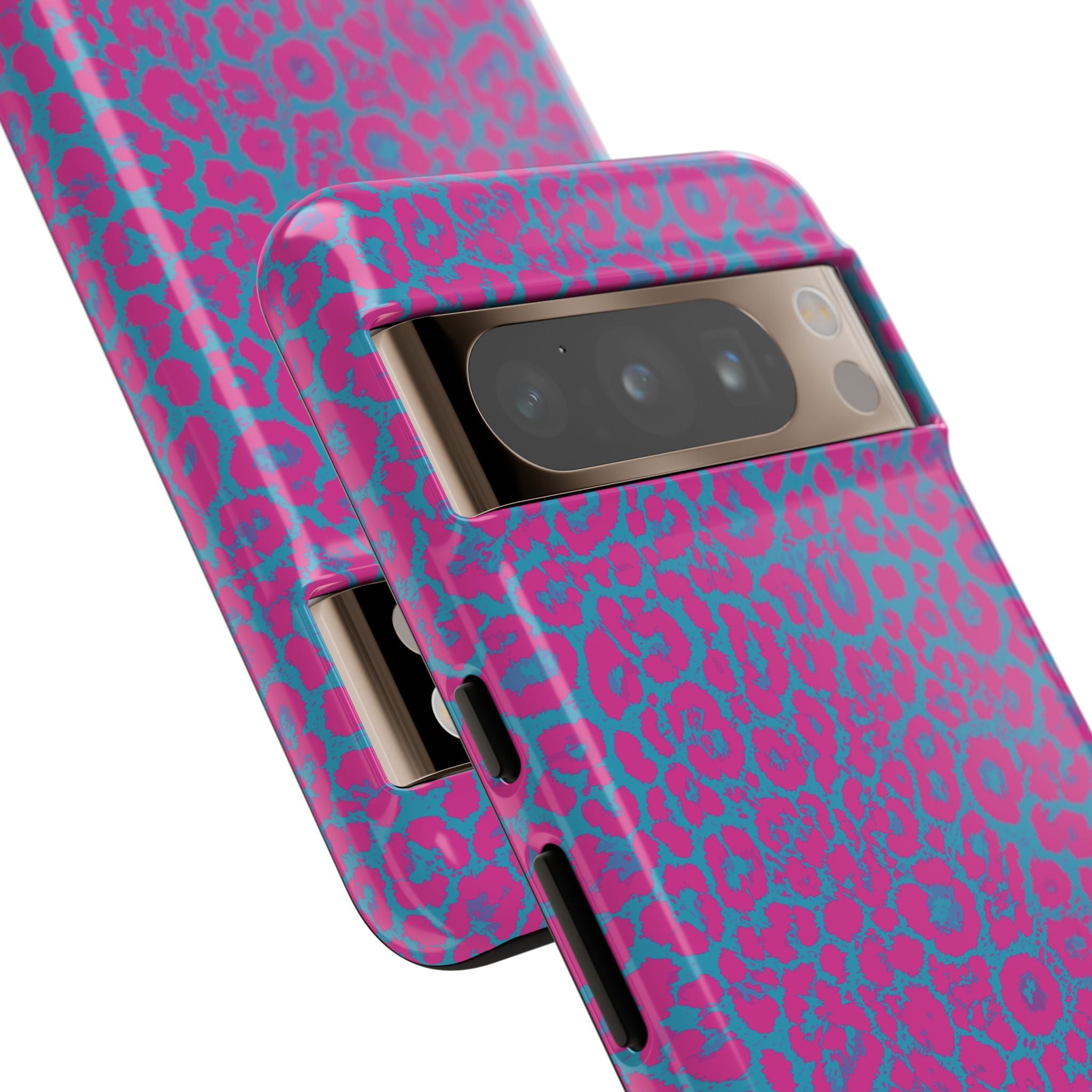 Pink Blue Leopard Tough Phone Case iPhone, Galaxy, or Google Pixel