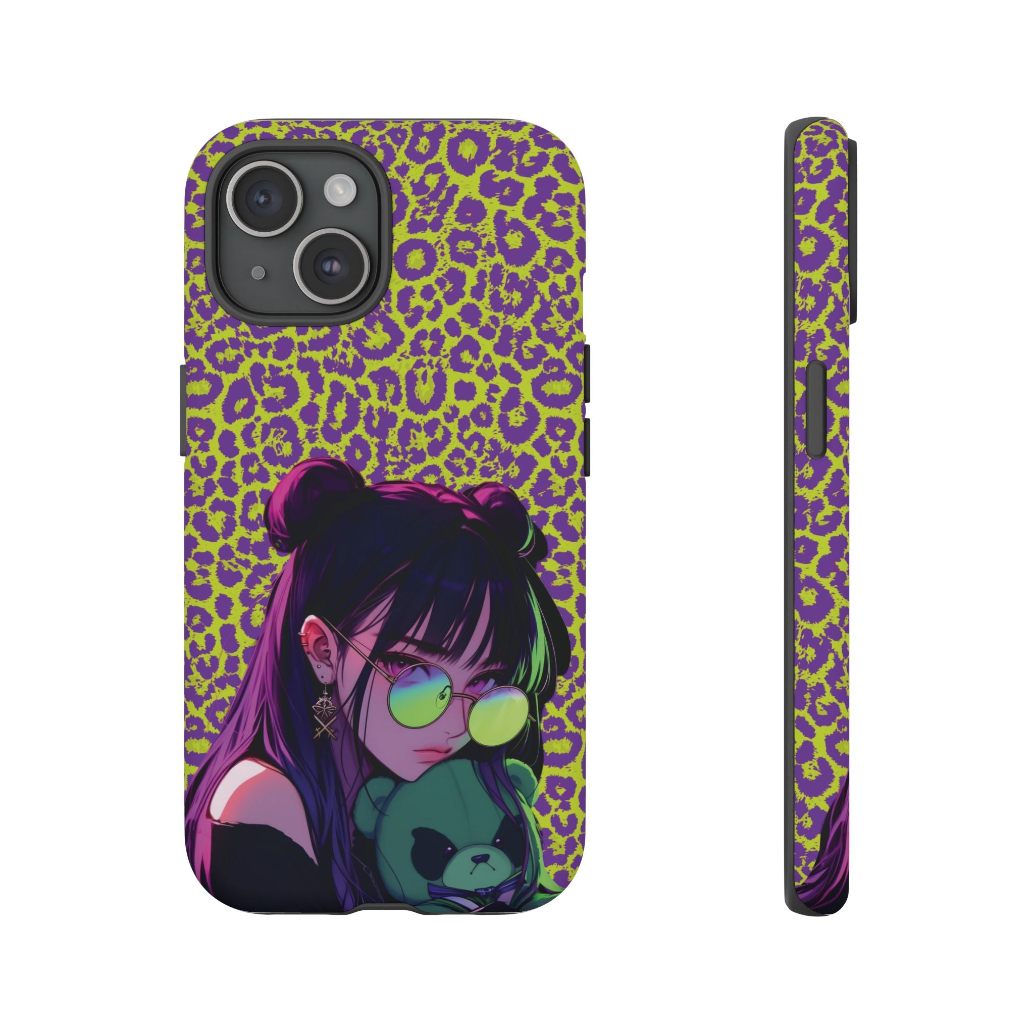 Purple Neon Lime Leopard Kz Tough Case for iPhone, Galaxy, or Google Pixel