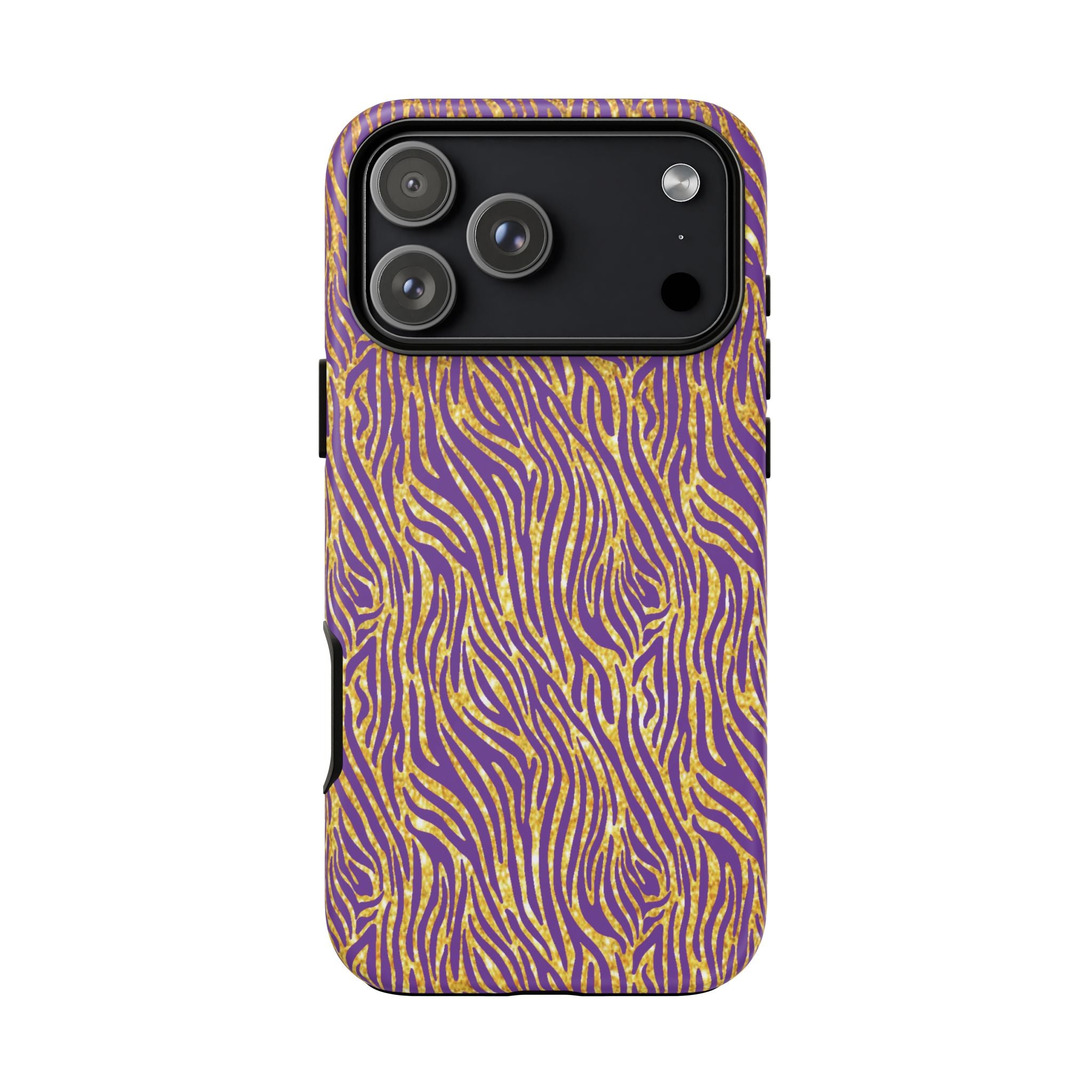 Vibrant Purple Gold Zebra Tough Phone Case iPhone, Galaxy, or Google Pixel