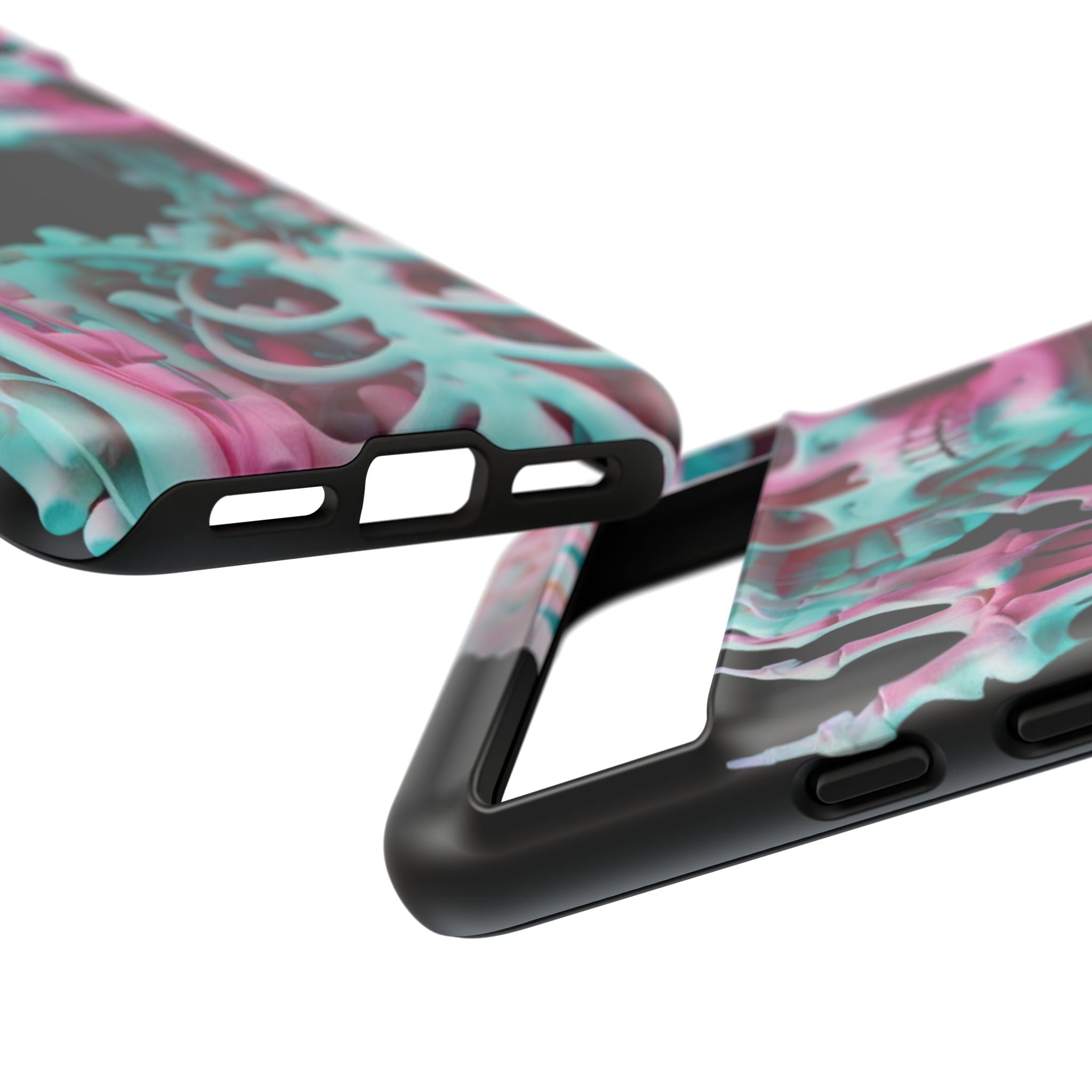Neon Pink Skeleton (Black) Tough Phone Case for iPhone, Galaxy, or Google Pixel
