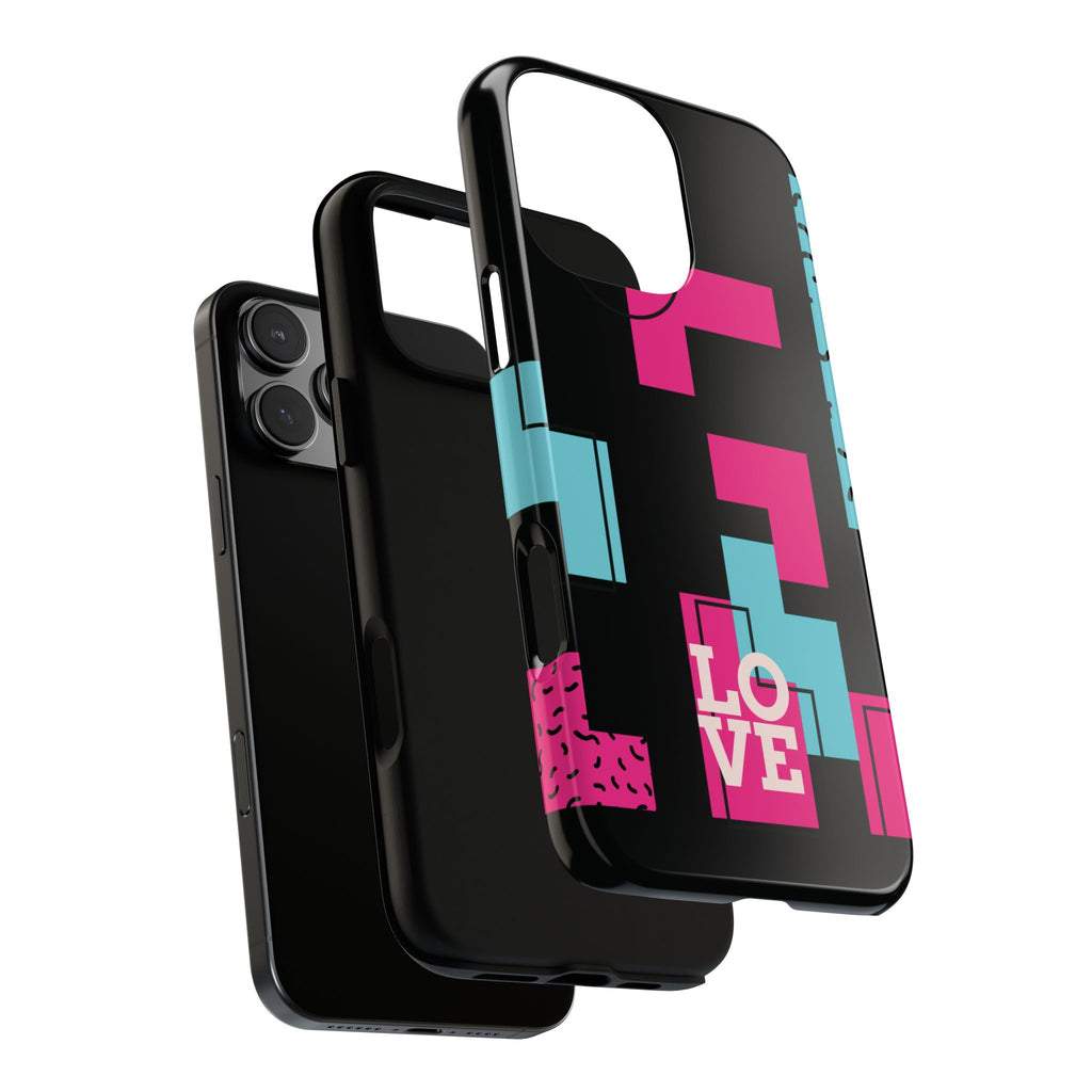 Retro Blocks LOVE Tough Case for iPhone, Galaxy or Google Pixel