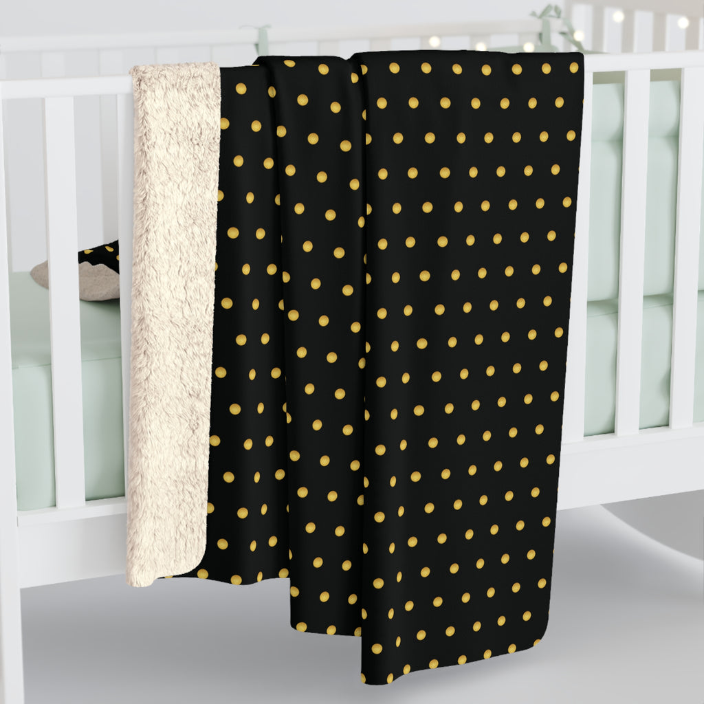 Gold Polka Dots (Black) Sherpa Fleece Blanket