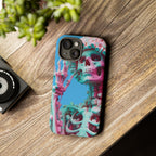Neon Pink Skeleton Blue Tough Phone Case for iPhone, Galaxy or Google Pixel