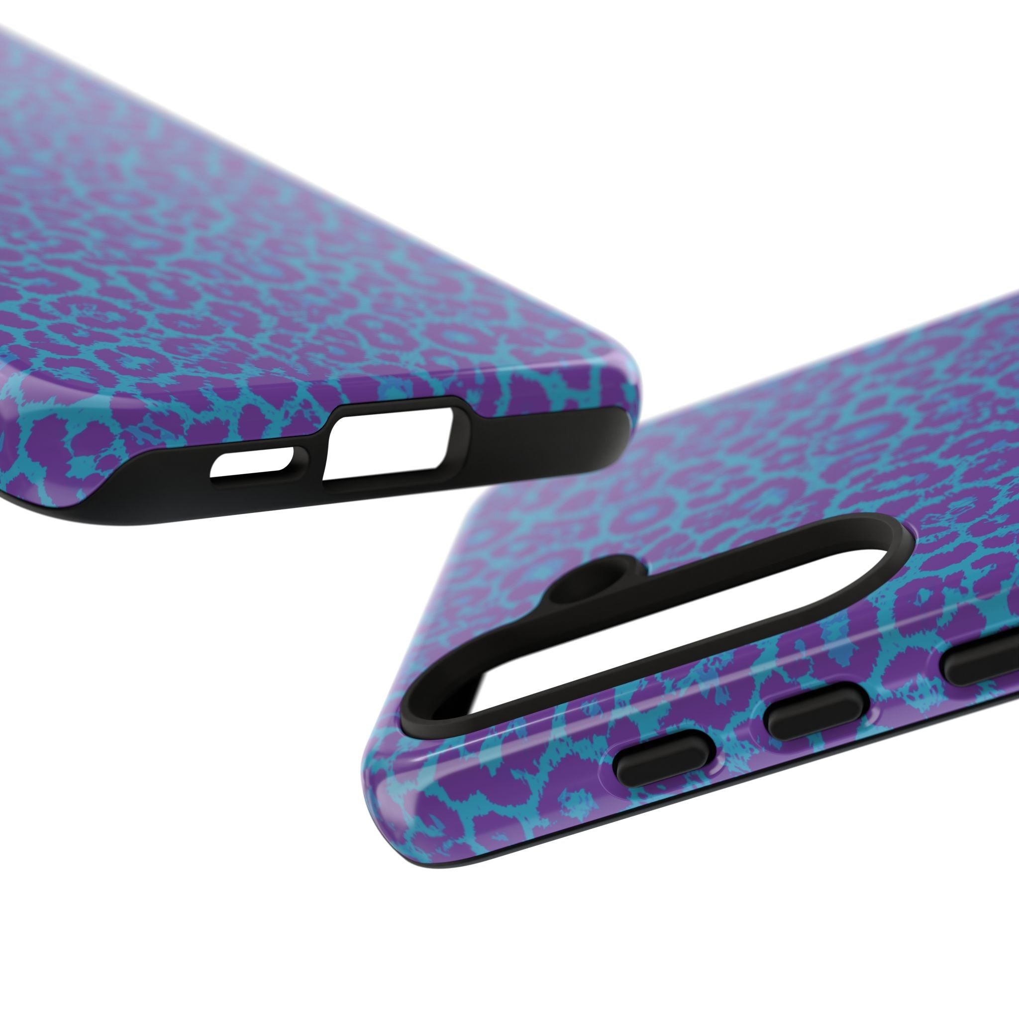 Leopard Printed Purple Blue Tough Phone Case for iPhone, Galaxy, or Google Pixel