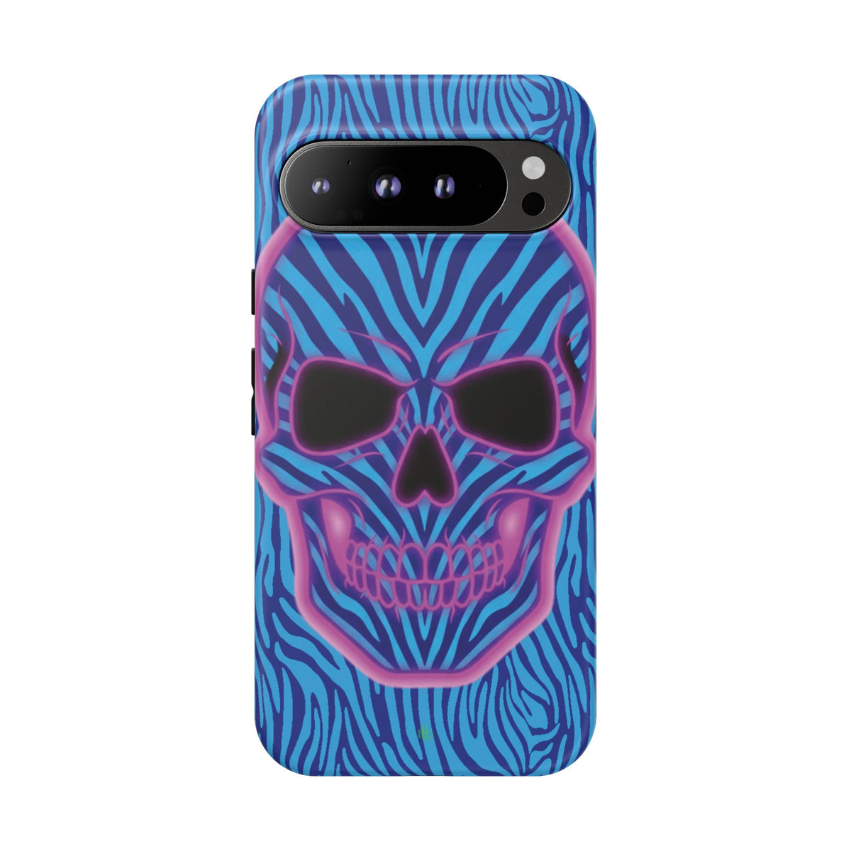 Neon Zebra Skull Tough Phone Case for iPhone, Galaxy, or Google Pixel