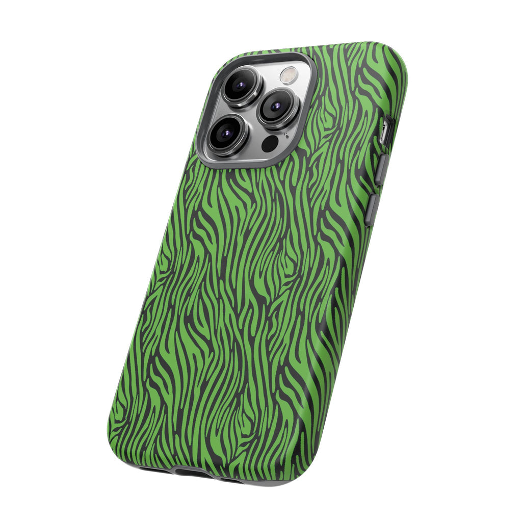 Neon Green Zebra Tough Phone Case iPhone, Galaxy, or Google Pixel