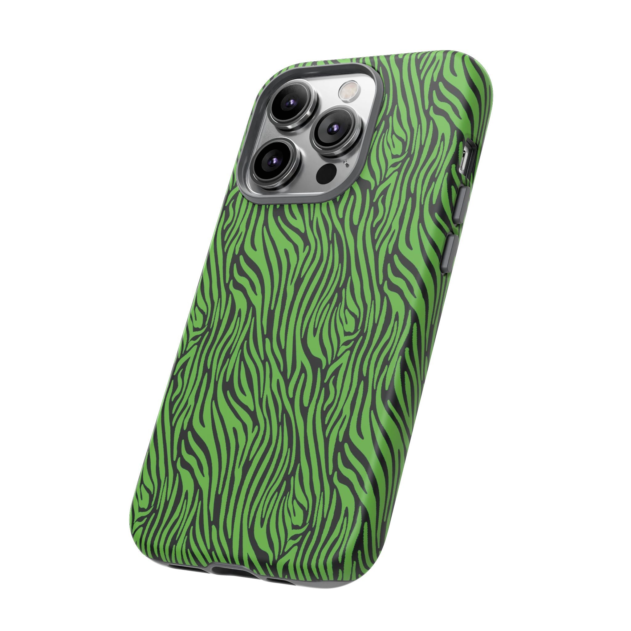 Neon Green Zebra Tough Phone Case iPhone, Galaxy, or Google Pixel