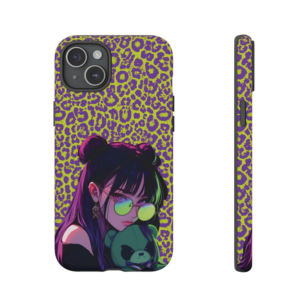 Purple Neon Lime Leopard Kz Tough Case for iPhone, Galaxy, or Google Pixel