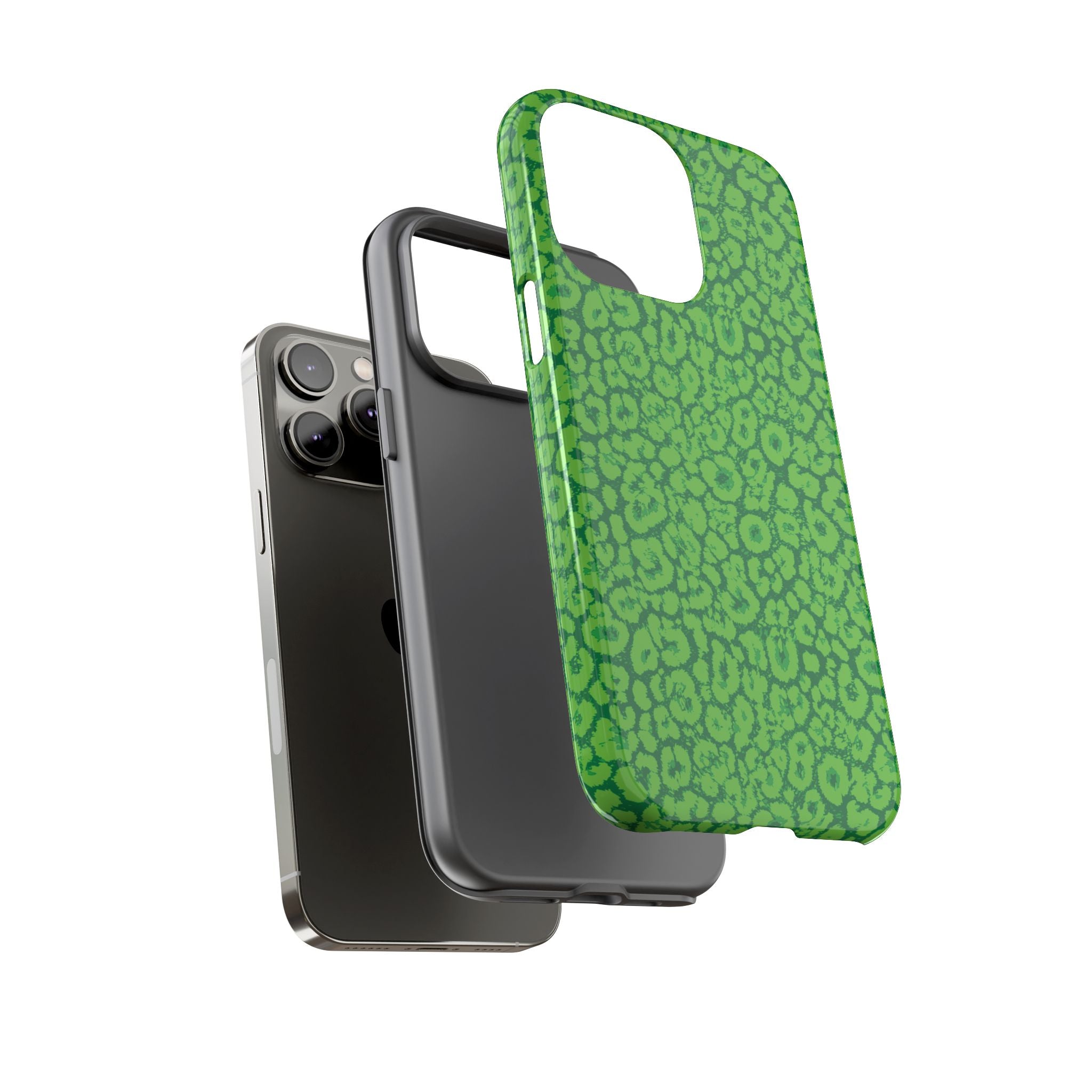 Neon Green Leopard Tough Phone Case for iPhone, Galaxy, or Google Pixel