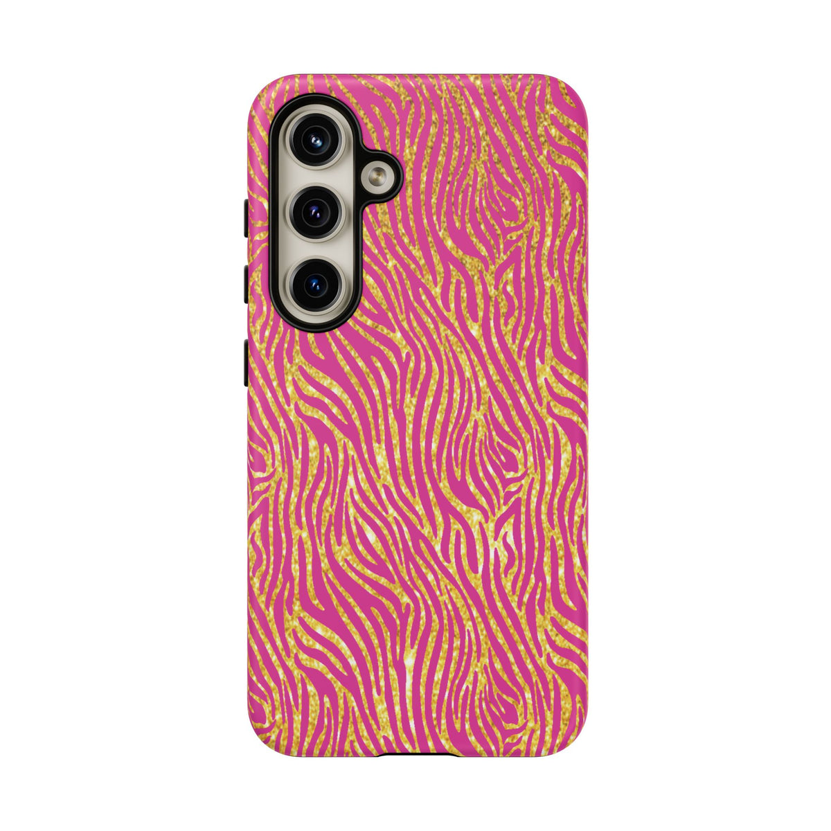 Pink Gold Zebra Print Tough Case for iPhone, Galaxy, or Google Pixel