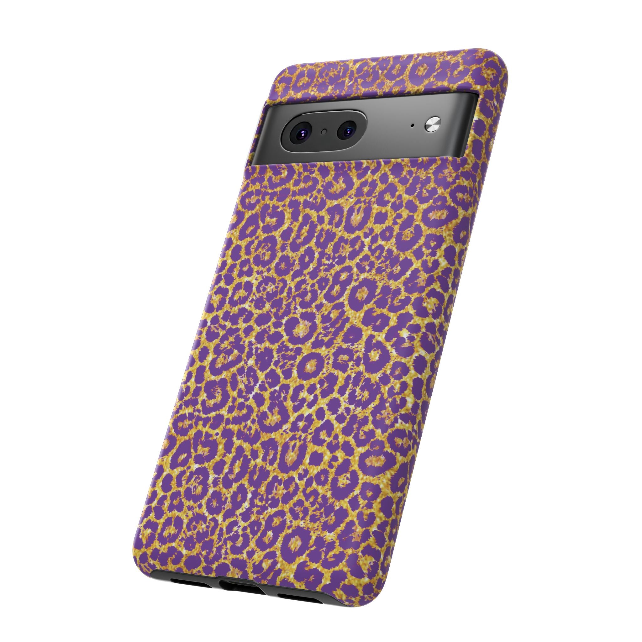 Purple Gold Leopard Tough Phone Case for iPhone, Galaxy, or Google Pixel