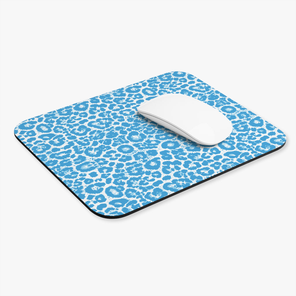 Blue Leopard Print Mouse Pad