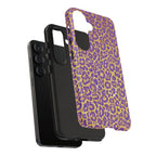 Purple Gold Leopard Tough Phone Case for iPhone, Galaxy, or Google Pixel