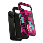 Pink Love Retro Blocks Leopard RG Tough Phone Case for iPhone, Galaxy, or Google Pixel