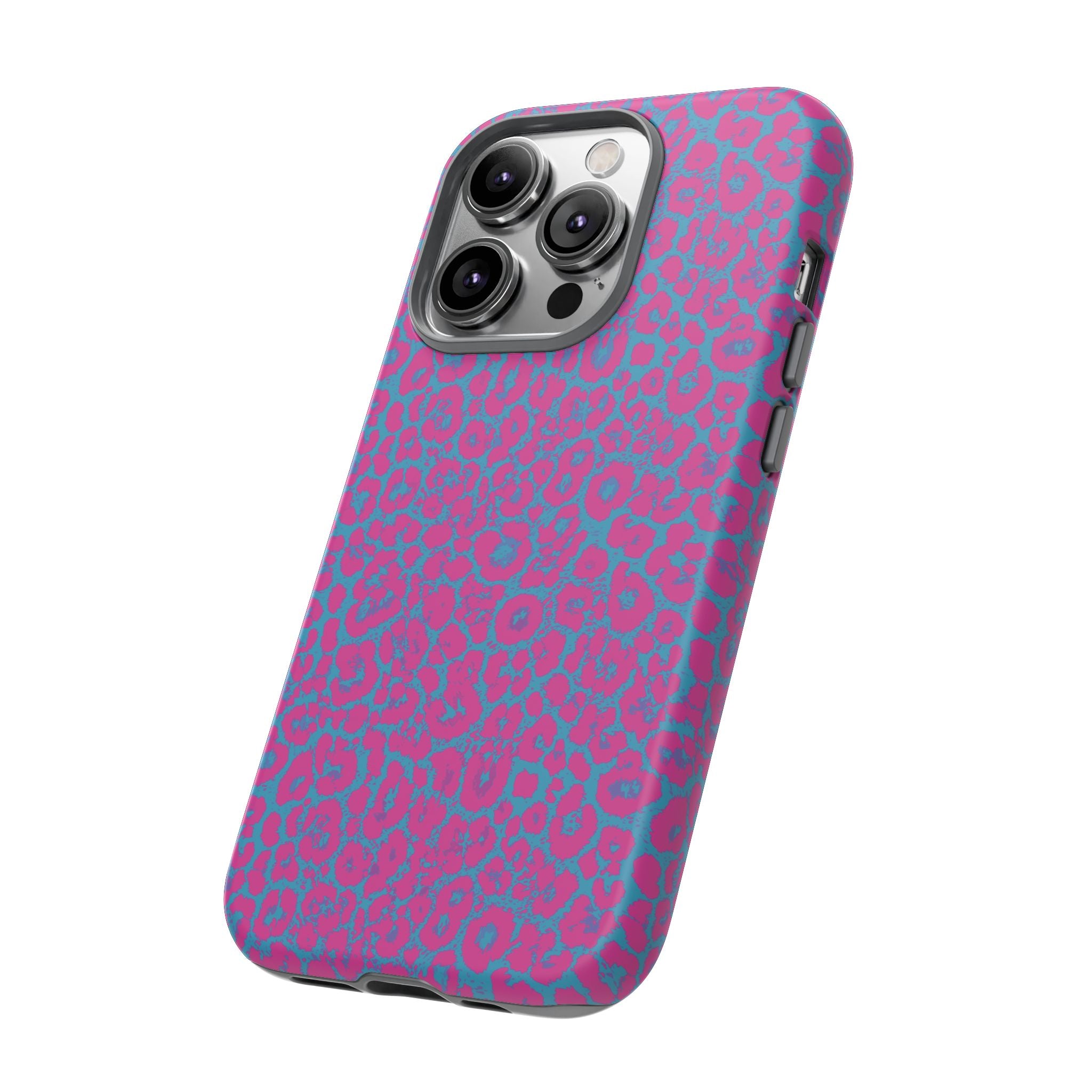 Pink Blue Leopard Tough Phone Case iPhone, Galaxy, or Google Pixel